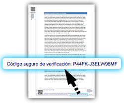 Ejemplo de localización del código seguro de verificación en un documento firmado